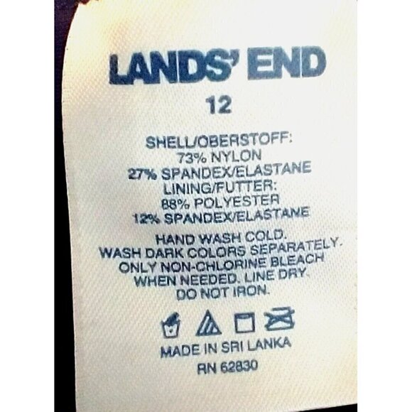 Lands End Woman's One Piece Sporty Scoop Neck Ombre Blue Swim Suit - 12 - Picture 7 of 7